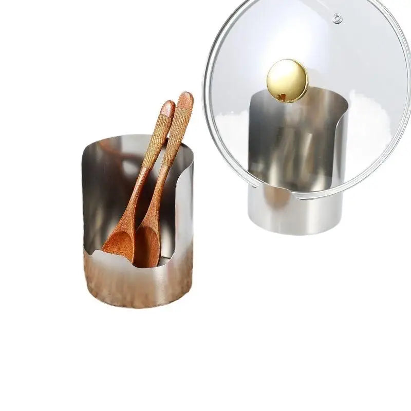 Stainless Steel Spoon & Pot Lid Holder – 2-in-1 Utensil Rack Utensil Holder Rack Nixie