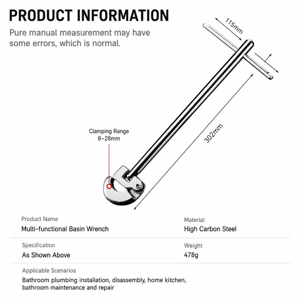 Multi-Function Plumbing Wrench Extended Body Pipe Repair Tool