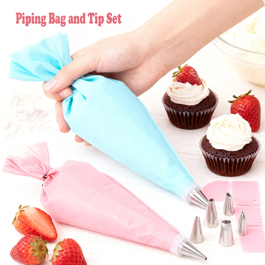 21-Piece Piping Bags & Tips Set – Cake Decorating Kit Cake Decorating Kit Nixie