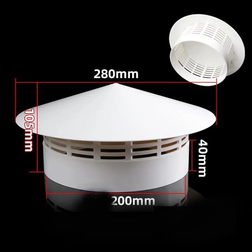 PVC Ventilated Rain Cap 75–200mm Roof Duct Exhaust Vent Hood Cover Vent Rain Cap Nixie 200mm