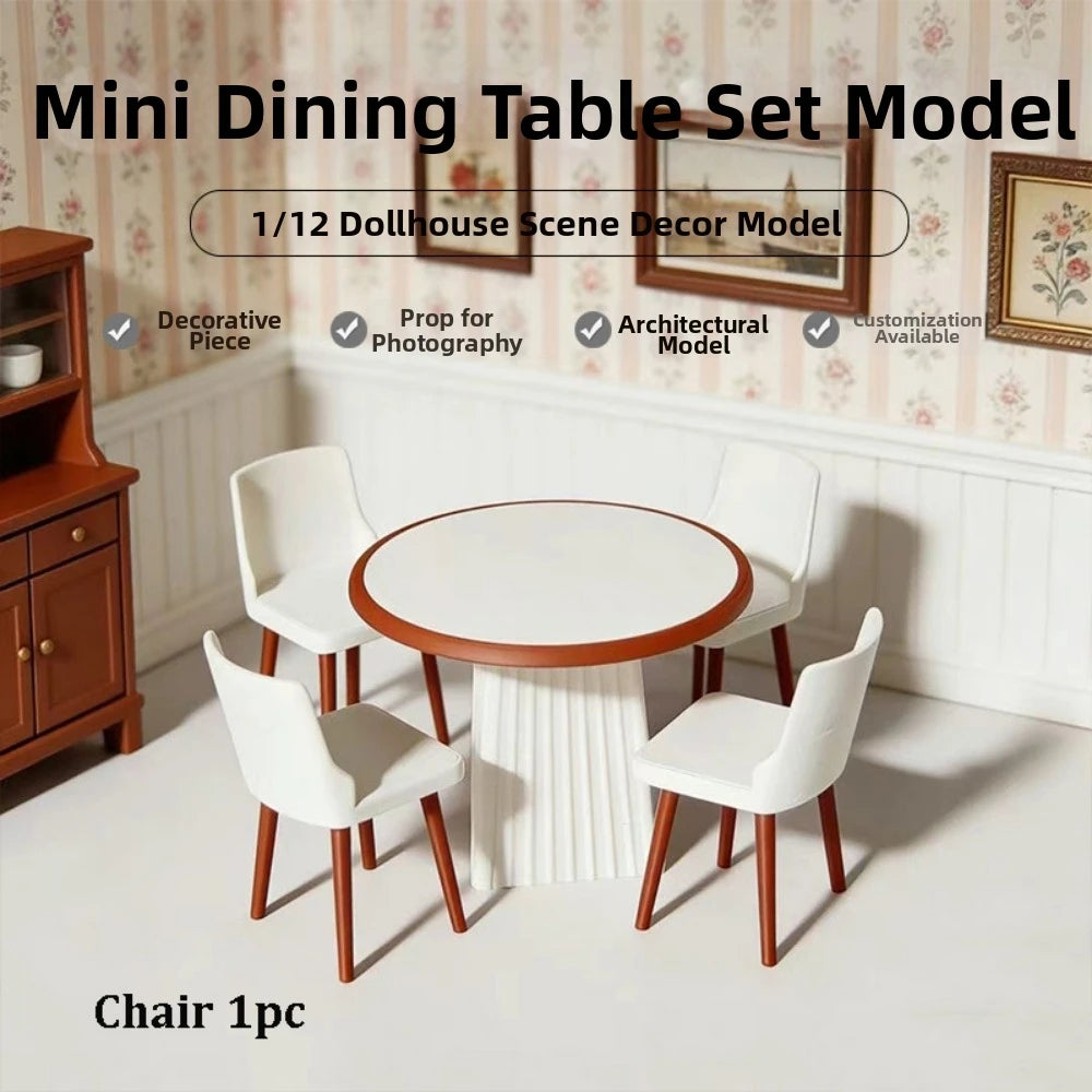 1:12 Dollhouse Miniature Dining Table & Chairs Set | Multi-Style Dollhouse Miniature Furniture Nixie