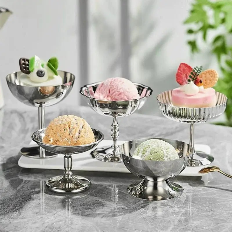 Stainless Steel Ice Cream Goblet Retro Dessert Cup | Nixie Dessert Goblet Cup Nixie
