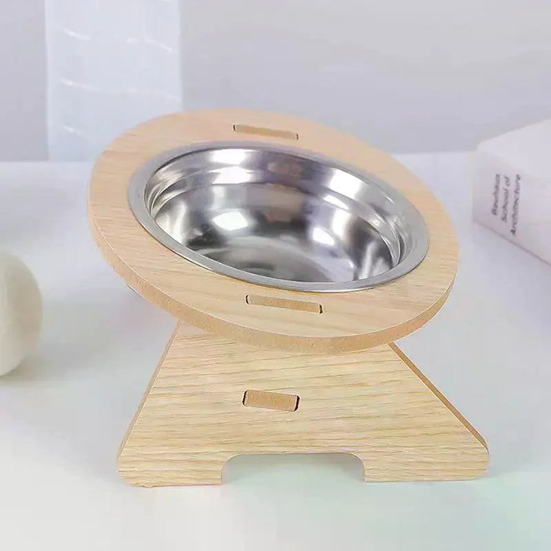 Elevated Cat Bowls 15° Tilted Raised Feeder with Wooden Stand Raised Pet Feeder Nixie