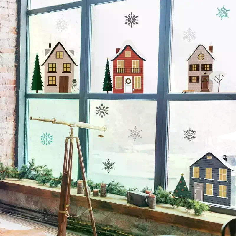 Christmas Window Stickers – Double-Sided Snowflake & Tree Decals