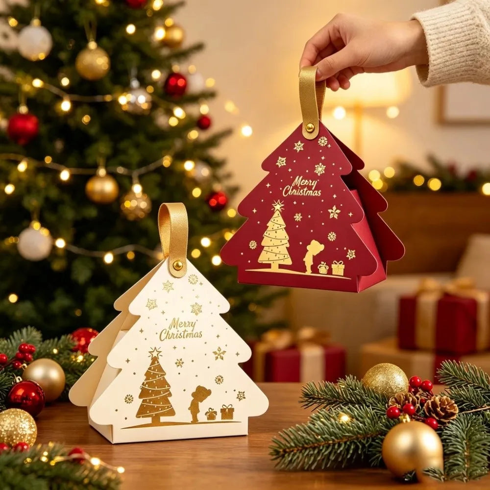 5-Pack Christmas Tree Candy Gift Boxes with Carry Handle