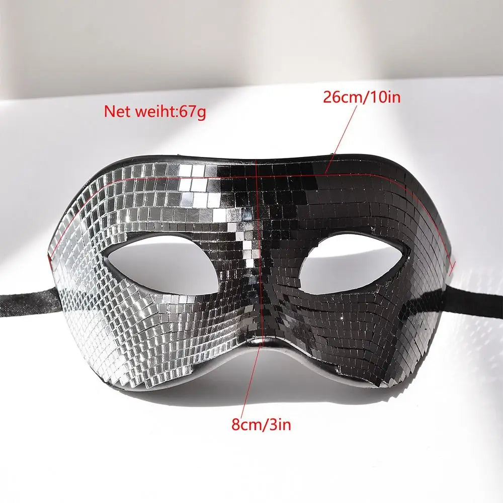Silver Mirror Masquerade Mask – Glitter Ball Party Eye Mask Masquerade Eye Mask Nixie