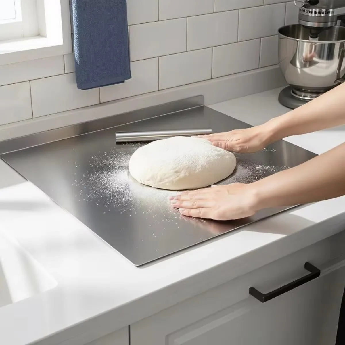 304 Stainless Steel Cutting Board – Non-Slip Raised Edge Stainless Steel Cutting Board Nixie
