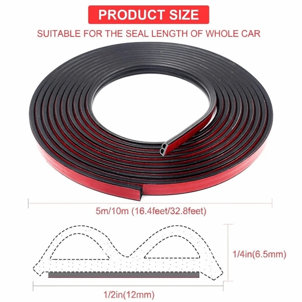 B Shape Rubber Car Door Seal Strip 5M/10M Weatherstripping Car Door Seal Strip Nixie
