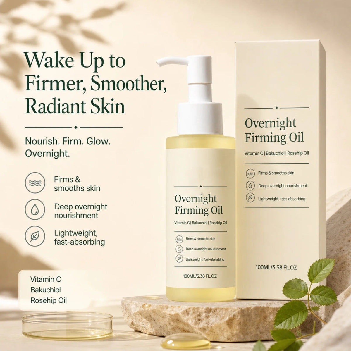 Vitamin C Firming Overnight Facial & Body Oil – 100ml Facial & Body Oil Nixie
