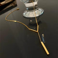 Gold V-Shape Bar Tassel Collarbone Necklace | Stainless Steel Pendant Necklace Nixie StyleA