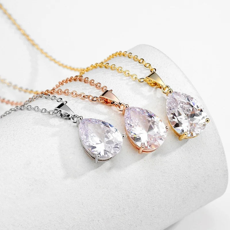Oversized Water Drop Zirconia Pendant Necklace for Women Pendant Necklace Nixie