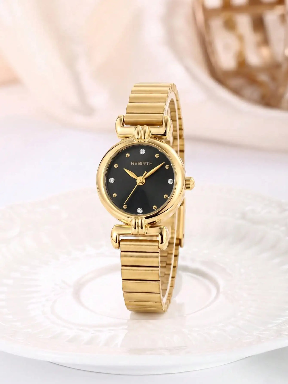 REBIRTH Women's Quartz Watch – Stainless Steel Bracelet Women's Quartz Watch Nixie black