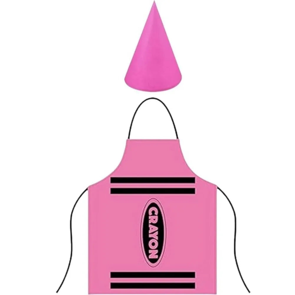 Crayon Costume Apron & Cone Hat Set for Adults | Halloween Costume Apron Set Nixie Pink