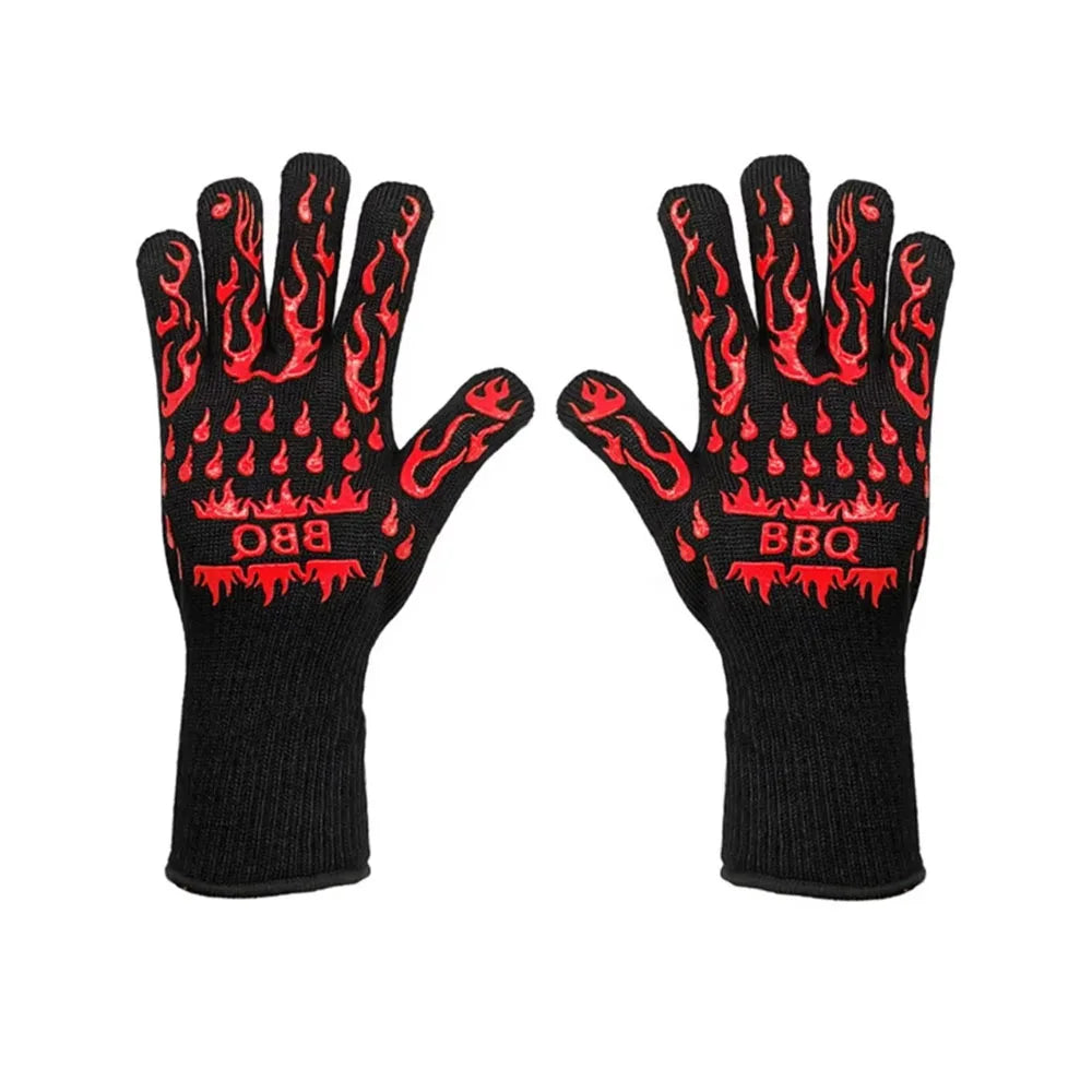 BBQ Gloves Heat & Cut Resistant Non-Slip Silicone Oven Mitts BBQ Oven Mitts Nixie 2Pcs BBQ Gloves