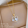 Heart Zirconia Pendant Necklace | Gold Stainless Steel Chain Pendant Necklace Nixie XL2606-049