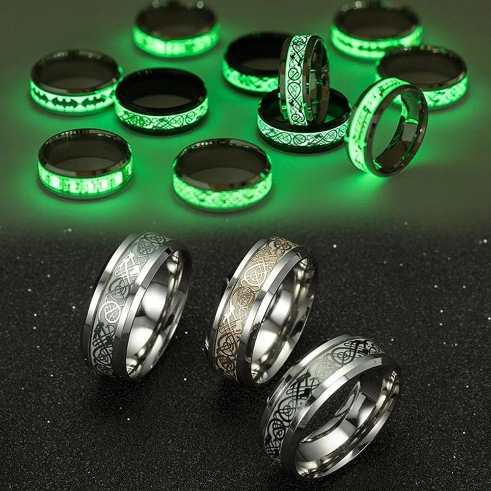Luminous Dragon Ceramic Stainless Steel Ring – Unisex Band Fashion Ring Nixie