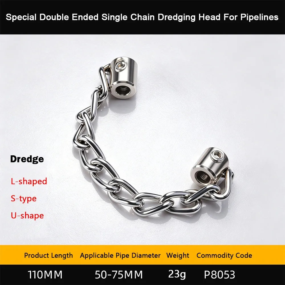 Adjustable Drain Pipe Dredger – Flexible Steel Chain Cleaner Drain Pipe Dredger Nixie Chain Drain Head