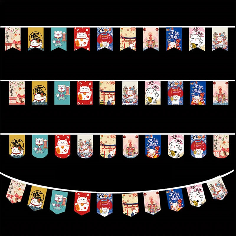 Japanese Lucky Cat String Bunting Banner – Party & Restaurant Decor