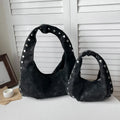 Korean-Style Rivet Underarm Bag – Large Capacity Hobo Shoulder Shoulder Bag Nixie Black Large