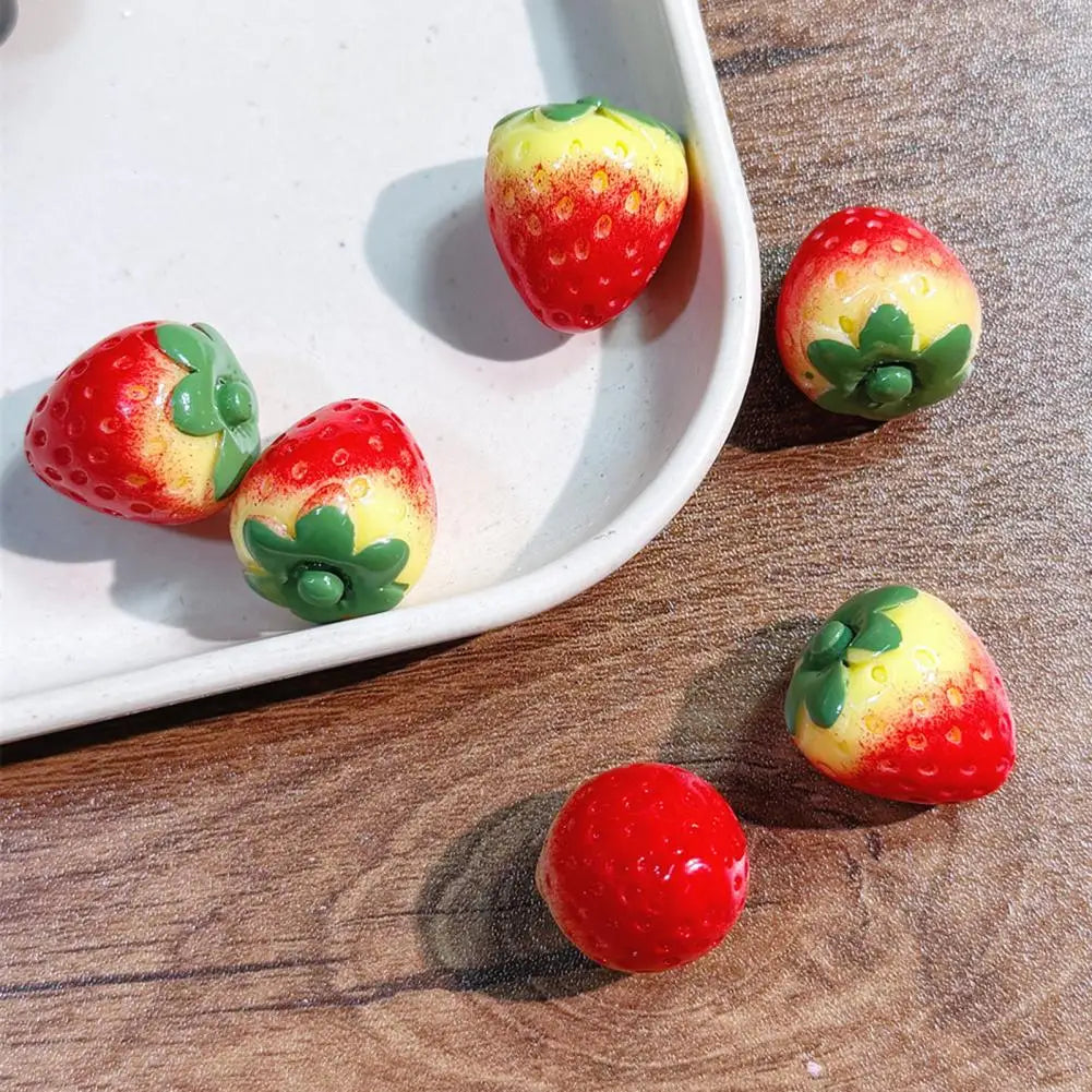 Mini Strawberry Resin Figurines – DIY Crafts & Cake Topper