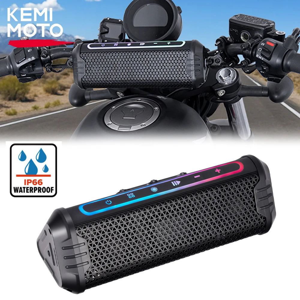 KEMIMOTO Waterproof Motorcycle Speaker USB AUX LED ATV UTV Motorcycle Speaker Nixie