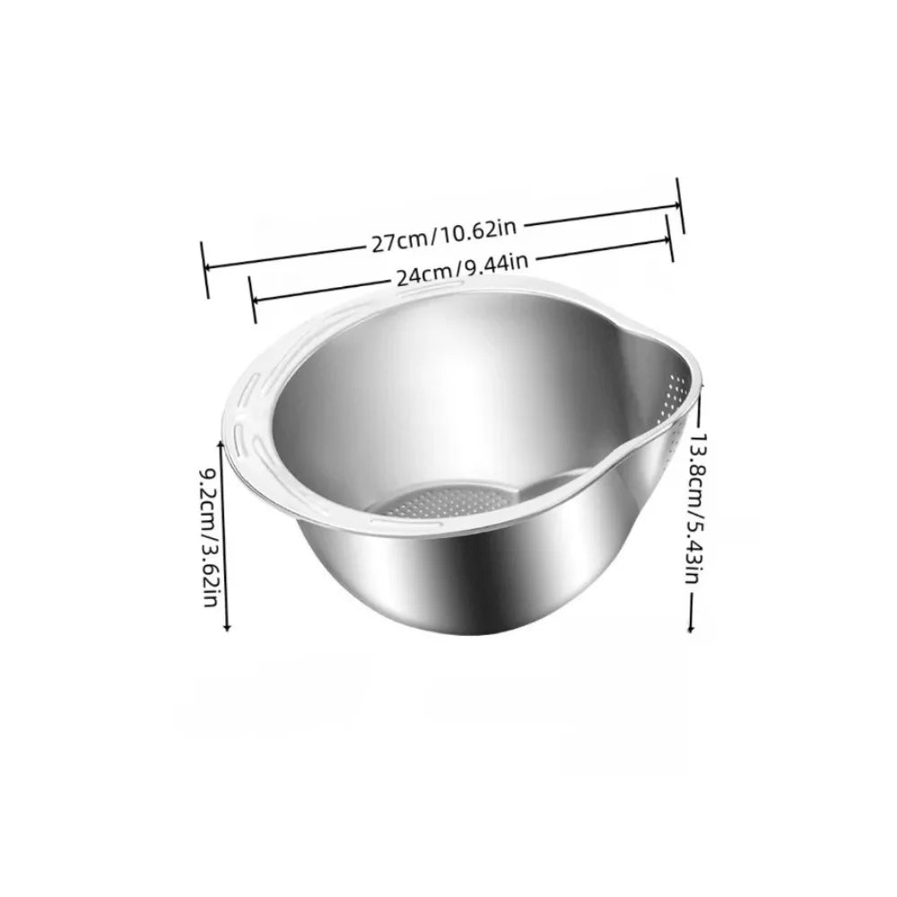 Stainless Steel Rice Washing Bowl & Vegetable Fruit Colander Kitchen Colander Strainer Nixie