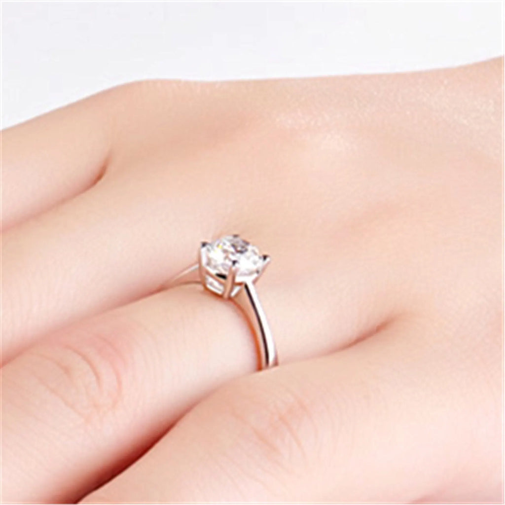 Silver-Tone Four-Claw Glass Zircon Adjustable Ring for Women Fashion Ring Nixie