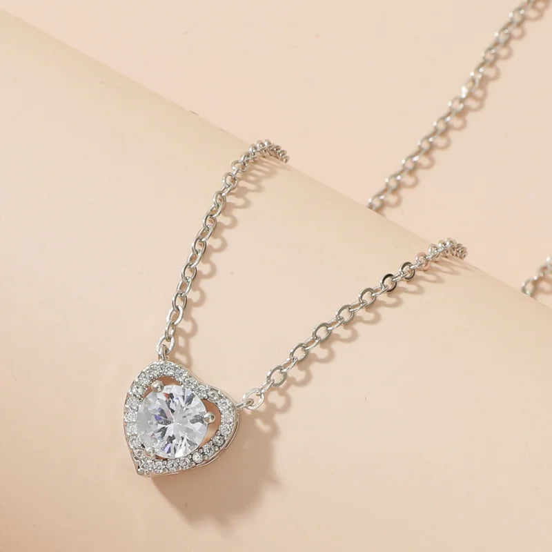 Heart CZ Earring & Necklace Set – Rhinestone Crystal Jewelry Crystal Jewelry Set Nixie
