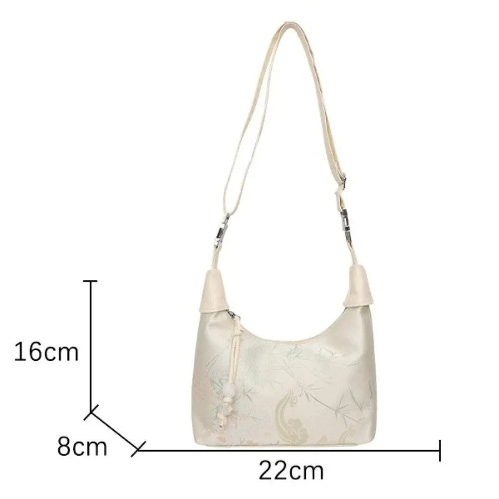 Embroidered Crossbody Bag with Pearl Pendant | Women's Handbag Crossbody Handbag Nixie