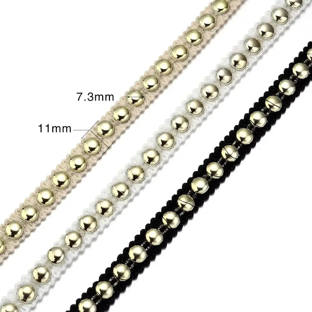2-Yard Polyester Lace Trim Gold Thread Pearl Edge DIY Ribbon Lace Fabric Trim Nixie