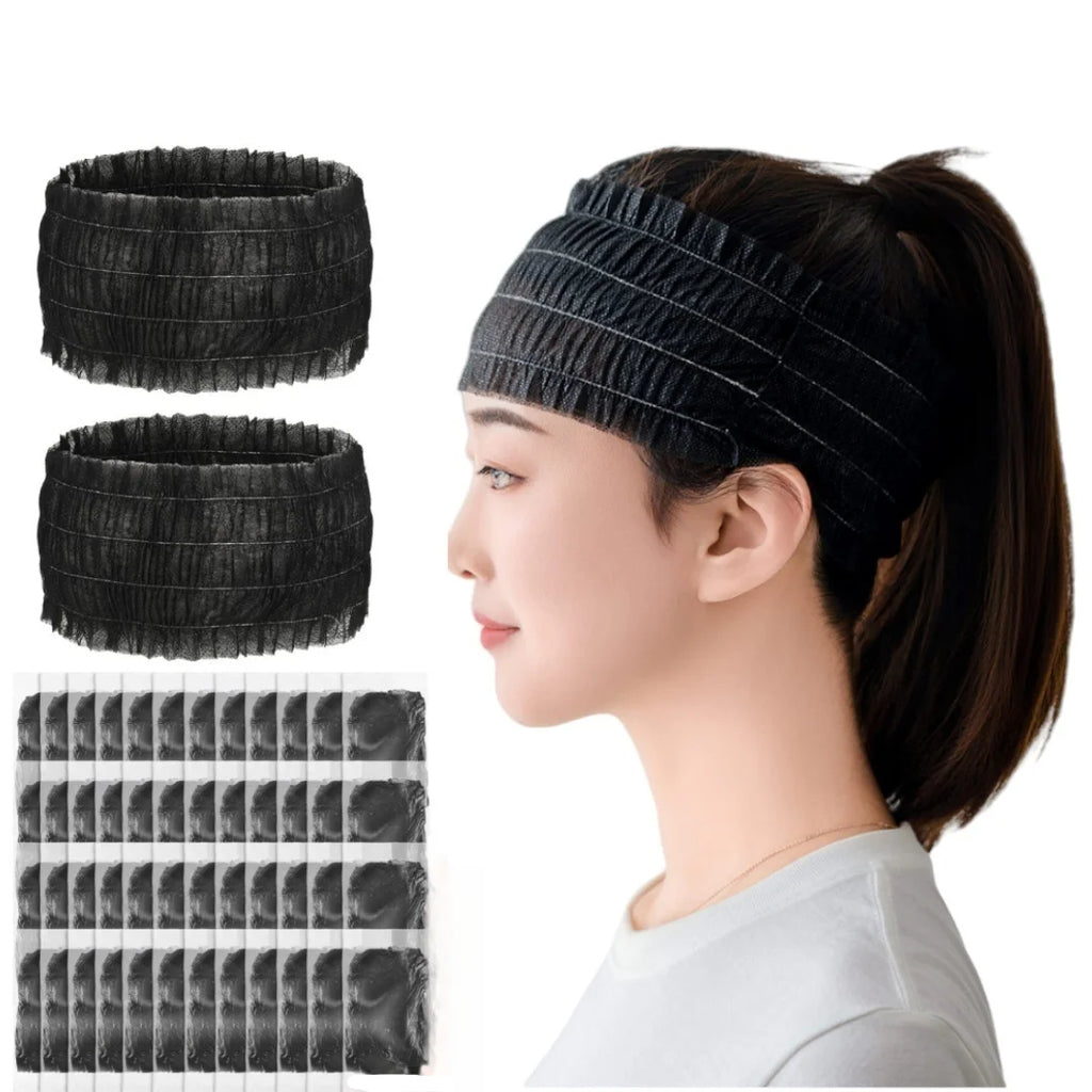 10Pcs Disposable Spa Headbands – Soft Non-Woven Fabric for Women Disposable Spa Headband Nixie black 10pcs