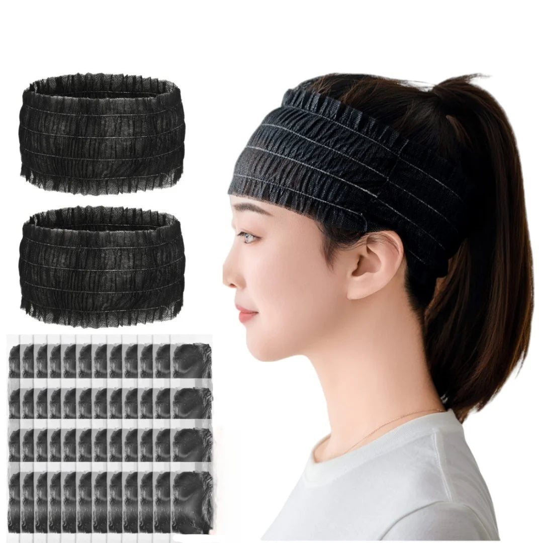 10Pcs Disposable Spa Headbands – Soft Non-Woven Fabric for Women Disposable Spa Headband Nixie black 10pcs