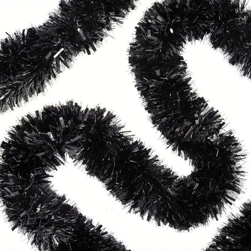 2M Black Glitter Ribbon & Metal Pendant – Holiday Decoration Holiday Decor Ribbon Nixie