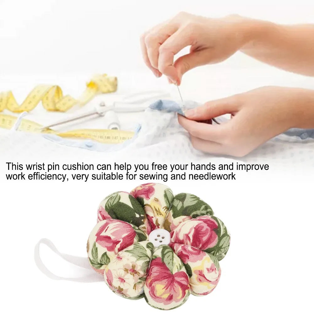 Wrist Pin Cushion Pumpkin Design – Elastic Wearable Strap