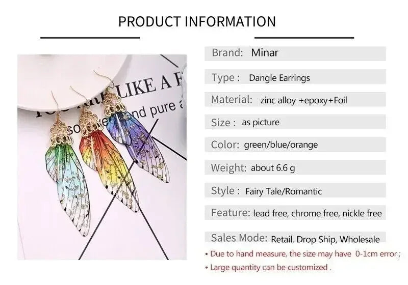 Butterfly Wing Rhinestone Drop Earrings – Zinc Alloy Drop Earrings Nixie