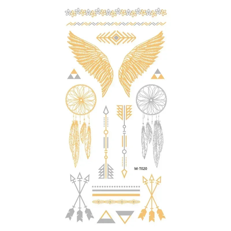 Gold Metallic Sun Moon Star Temporary Tattoo Stickers Temporary Tattoo Stickers Nixie
