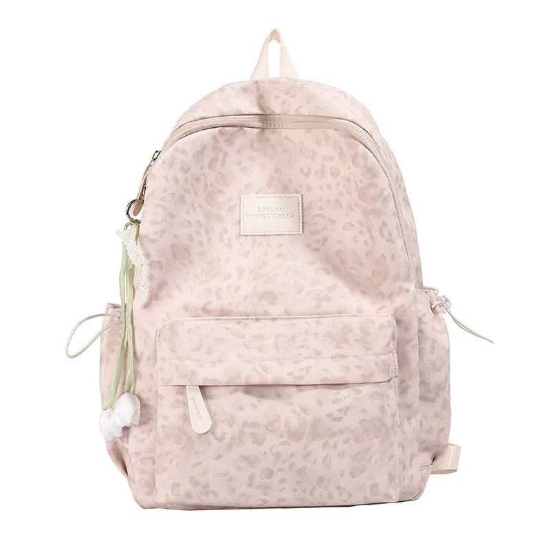 Leopard Print Backpack Women – Large Capacity Korean Style