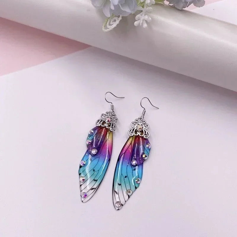 Butterfly Rainbow Wing Drop Earrings – Fairy Bridal Jewelry Drop Earrings Nixie Default Title