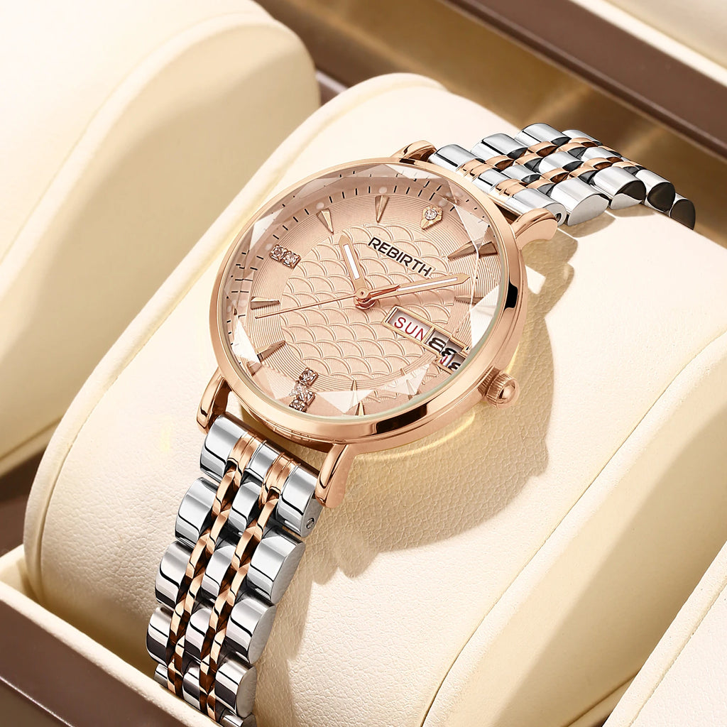 REBIRTH Classic Business Quartz Watch | Calendar & Steel Strap