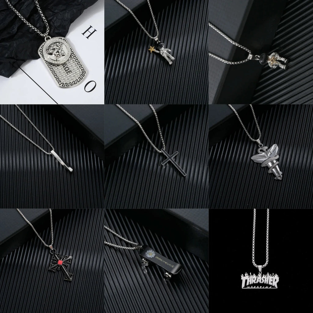 Hip-Hop Long Pendant Necklace – Unisex Trendy Metal Jewelry Pendant Necklace Nixie