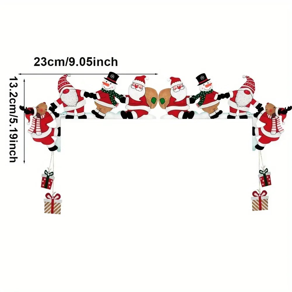 Christmas Wooden Door Corner Decor – Santa Snowman Reindeer Christmas Door Decoration Nixie