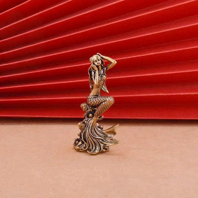 Mini Brass Mermaid Figurine Statue – Home Decor & Gift Decorative Figurine Nixie