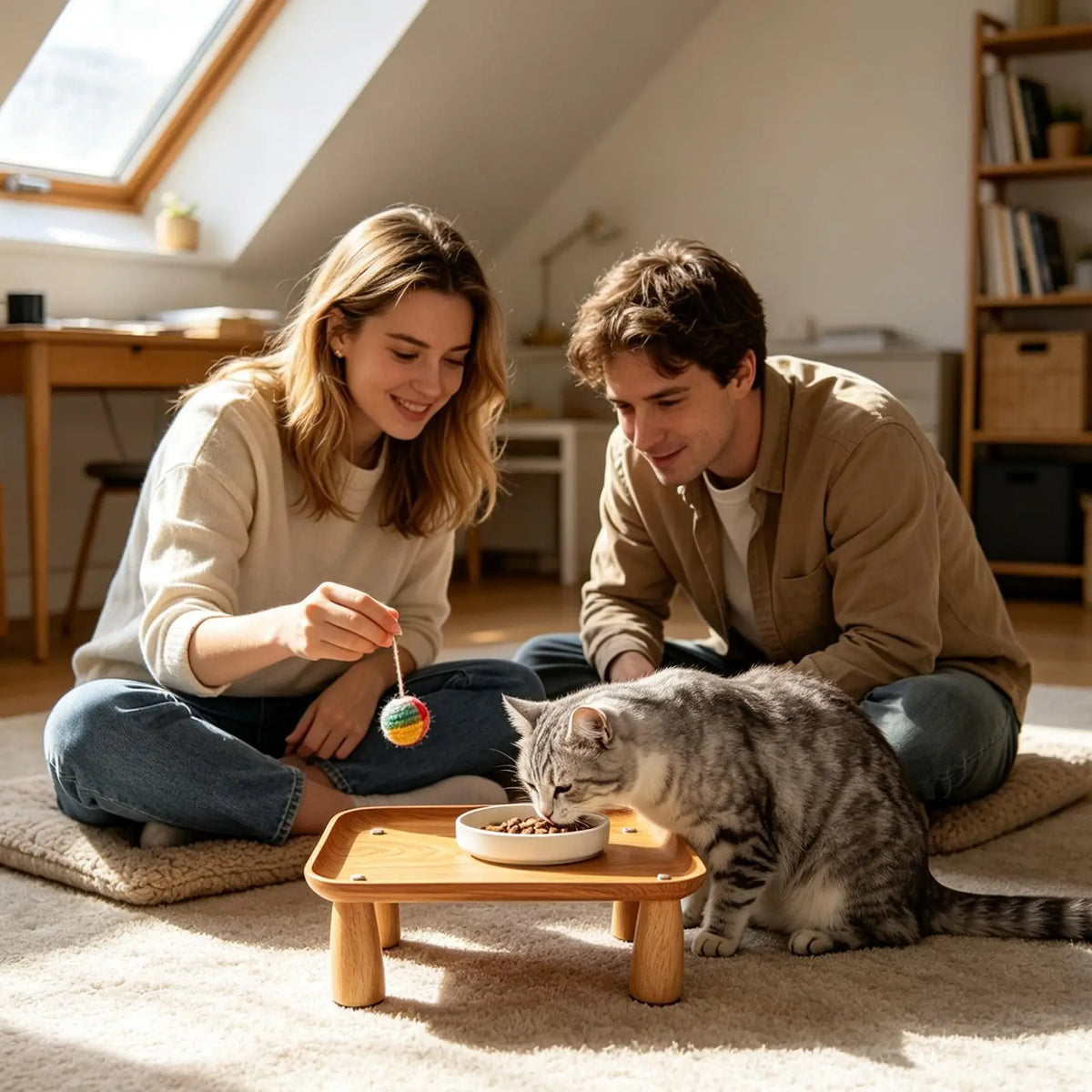 Elevated Cat Food Stand – Raised Anti-Spill Pet Feeder Table Pet Feeder Stand Nixie