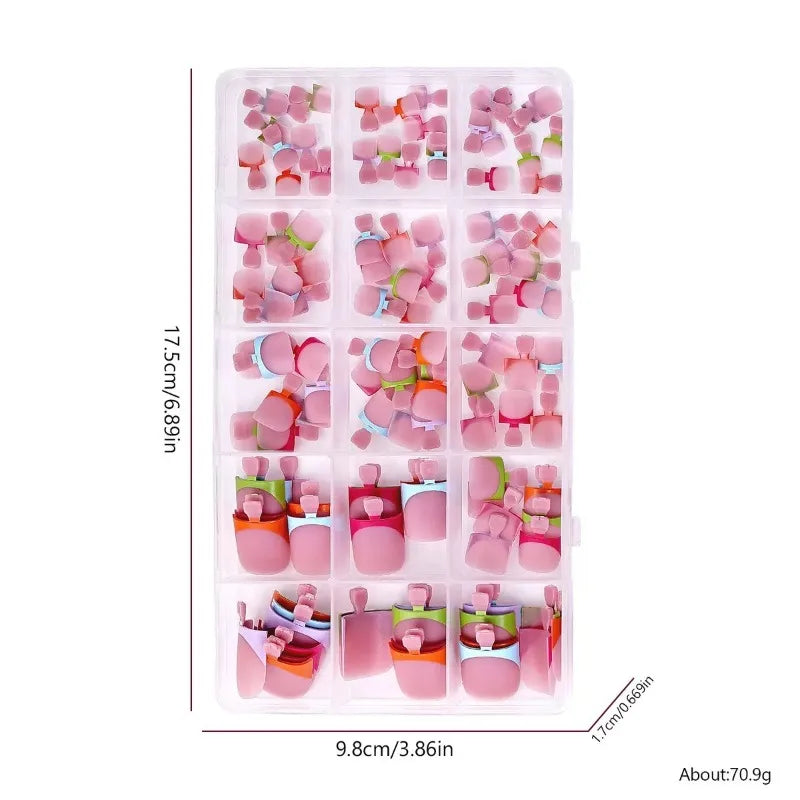 150pcs Press On Toe Nails – French Square Pink Toenail Set Press On Toenails Nixie