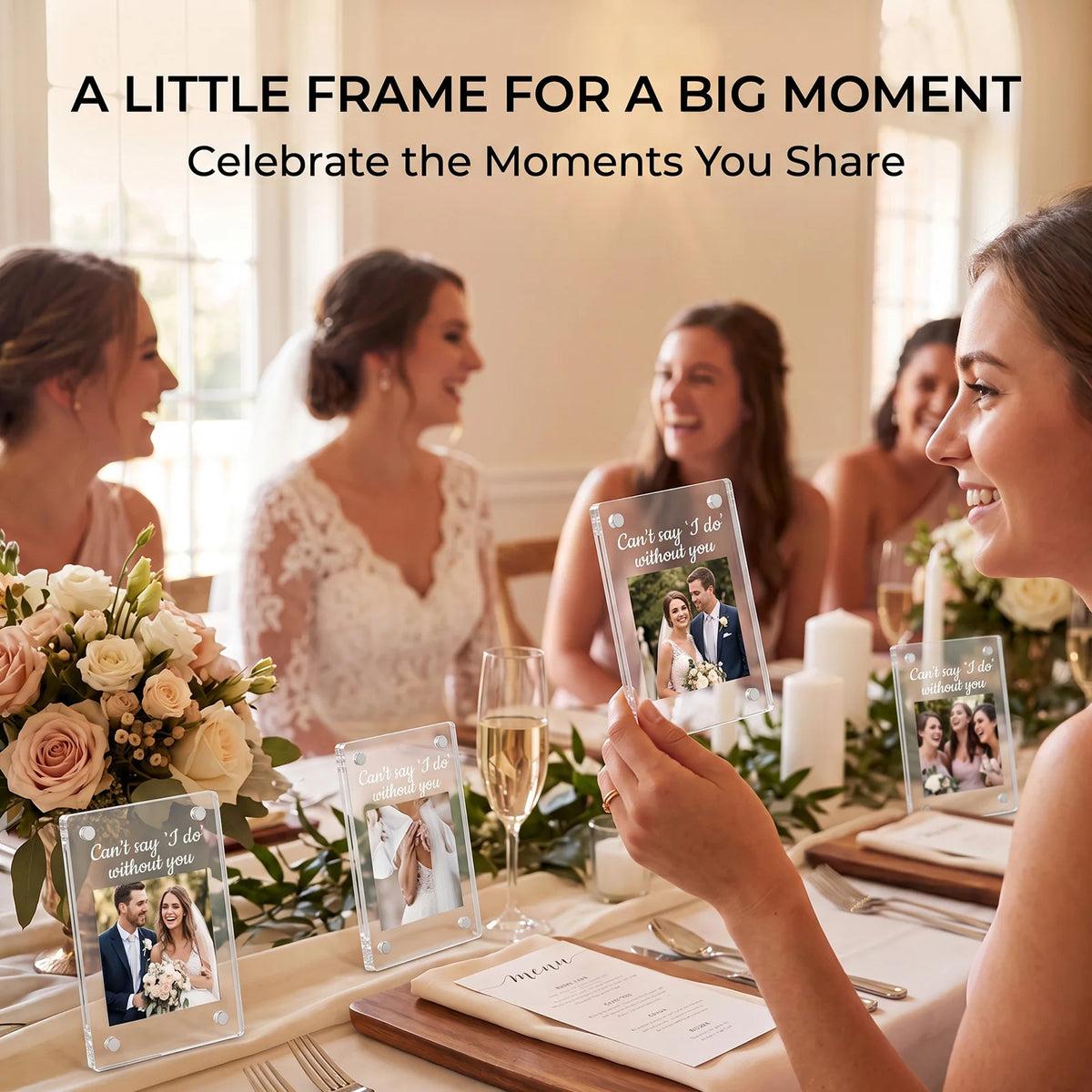 Magnetic Acrylic Photo Frames 6pc Set – Bridesmaid Wedding Gift Magnetic Photo Frame Nixie