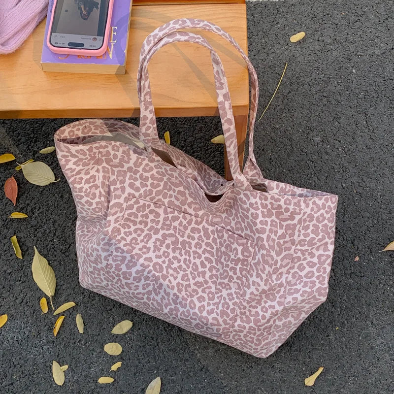 Leopard Print Canvas Tote Bag – Large Capacity Women's Bag Canvas Tote Bag Nixie
