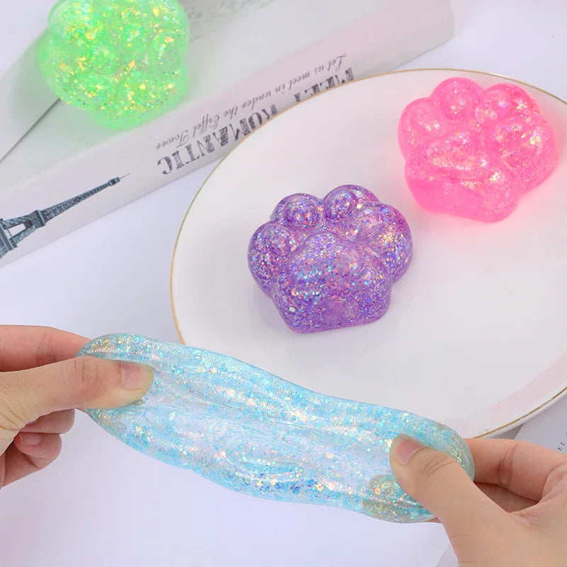 3PCS Kawaii Cat Paw Squishy Squeeze Toys – Jelly Glitter Claws Squishy Squeeze Toy Nixie