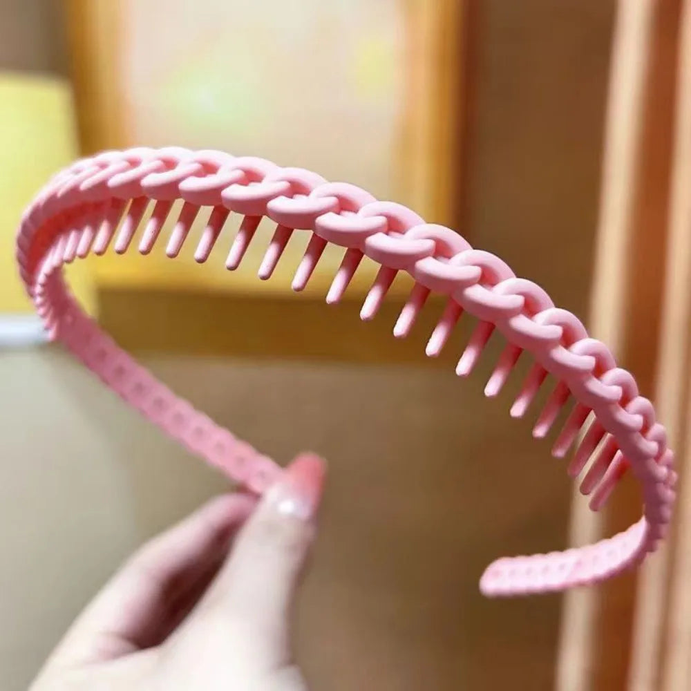 Frosted Anti-Slip Toothed Headbands – Braided Wave Multicolor