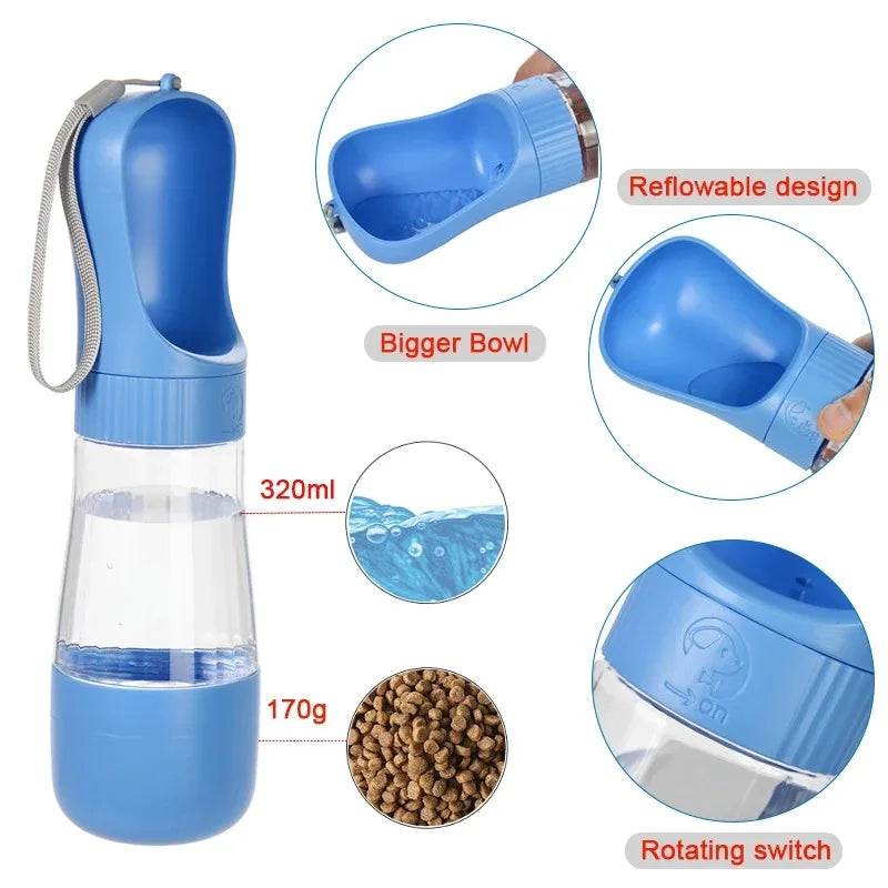 2-in-1 Portable Dog Water Bottle & Food Container Travel Pet Travel Bottle Nixie