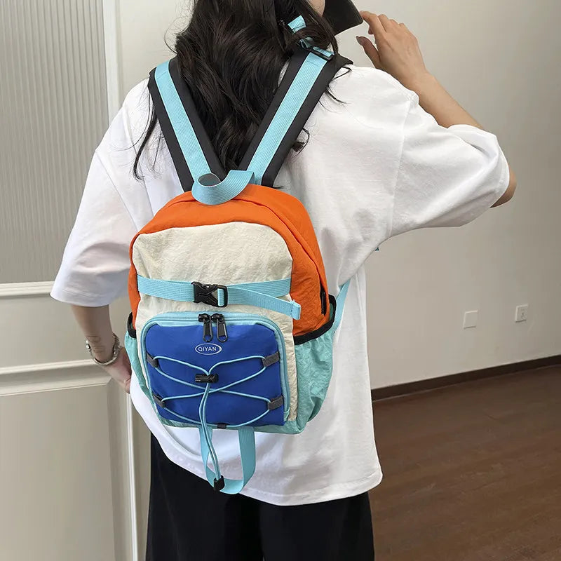 Dopamine Color-Block Backpack – Lightweight Waterproof Nylon Waterproof Backpack Nixie